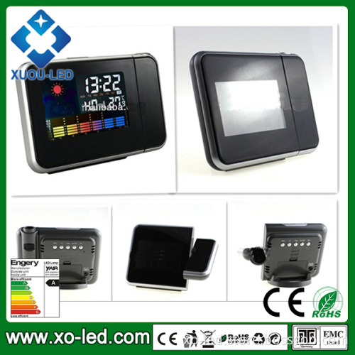 Multi-Function Digital LCD Screen LED Projector Alarm Clock Mini Desktop with Weather Station